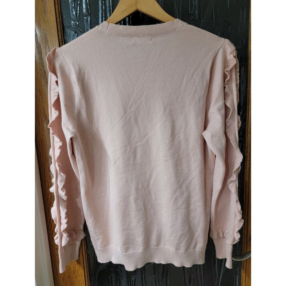 Calvin Klein Womens Pink Ruffle Sleeve Pullover Sweater M - Picture 4 of 7